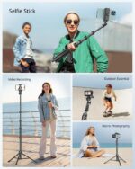 SENSYNE 62" Phone Tripod & Selfie Stick, Extendable Cell Phone Tripod Stand with... - Image 5