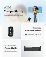 SENSYNE 62" Phone Tripod & Selfie Stick, Extendable Cell Phone Tripod Stand with... - Image 7