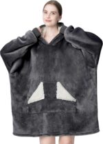 Touchat Wearable Blanket Hoodie, Oversized Sherpa Fleece Sweatshirt Blanket with... - Image 3