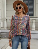 Zeagoo Long Sleeve Shirts for Women Casual Fall Fashion Crewneck Pleated Tunic T... - Image 4