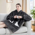 Touchat Wearable Blanket Hoodie, Oversized Sherpa Fleece Sweatshirt Blanket with... - Image 8