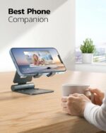 Nulaxy Dual Folding Cell Phone Stand, Fully Adjustable Foldable Desktop Phone Ho... - Image 7
