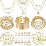 FAXHION 68 Pcs Gold Jewelry Set for Women with 7 Necklace, 17 Bracelet, 5 Hoop E... - Image 8