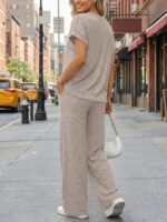 Trendy Queen 2 Piece Lounge Sets for Women Summer 2026 Henley Sweatsuit Travel V... - Image 5