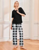 Ekouaer 2 Pack Womens Pajama Sets Short Sleeve Tops and Long Pants Casual Comfy ... - Image 4