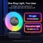 EMEET S600L 4K Webcam for Streaming with Ring Light, 4 Lighting Modes, Rainbow E... - Image 7