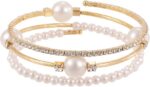 1PC Gold Layered Bangle Bracelet Set for Women, Elegant and Creative Faux Pearl ... - Image 5