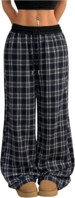 SOLY HUX Women's Plaid Checkered Pants Flannel Pajama Pants Lounge Wide Leg Bagg... - Image 5