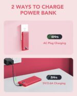 Portable Charger Built-in Cables and AC Wall Plug, VRURC USB C Power Bank 10000m... - Image 6