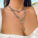 2 Pieces Silver Star Necklace Y2K Jewelry Set Grunge Necklace Kawaii Cute Neckla... - Image 4