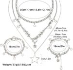 2 Pieces Silver Star Necklace Y2K Jewelry Set Grunge Necklace Kawaii Cute Neckla... - Image 8