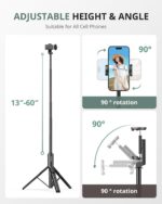 Sensyne 60" Phone Tripod - Selfie Stick, Lightweight All in One Phone Tripod Int... - Image 6