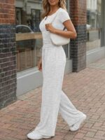 Trendy Queen Women's 2 Piece Matching Lounge Sets Summer Henley Neck Slightly Cr... - Image 4