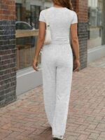 Trendy Queen Women's 2 Piece Matching Lounge Sets Summer Henley Neck Slightly Cr... - Image 5