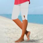 Nantdog Capri Leggings for Women 2025 Summer Beach Capris Yoga Pants Elastic Hig... - Image 3