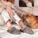 EverFoams Womens Fuzzy Open-toe Slippers Soft Comfy Memory Foam Indoor House Sho... - Image 3