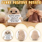 Mini Funny Knitted Wool Potato Toy with Positive Card - Creative Cute Crochet Do... - Image 4