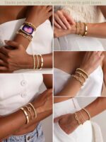 Gokeey Gold Bracelets Set for Women Non Tarnish, Waterproof 14K Gold Plated Ster... - Image 5