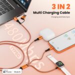 Travel Charger for iWatch, 3 in 2 Multi Charging Cable/Cord with IP/USB C/iWatch... - Image 3