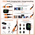 Travel Charger for iWatch, 3 in 2 Multi Charging Cable/Cord with IP/USB C/iWatch... - Image 4