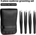 4-Piece Professional Tweezers Set, Tweezers for Eyebrows, Facial Hair, Splinter ... - Image 4
