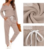WIHOLL Two Piece Outfits for Women Lounge Sets Button Down Sweatshirt Sweatpants... - Image 5