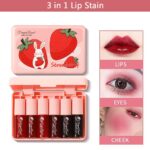 6 Colors Lip Tint Stain Set, Korean Makeup Lip Stain Moisturizing Mini Liquid Li... - Image 8