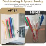 Acrylic Straw Holder for Cabinet Door - Child-Safe Organizer & Dispenser with Sm... - Image 3
