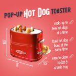 Nostalgia HDT600RETRORED Retro Pop-Up 2 Hot Dog and Bun Toaster, With Mini Tongs... - Image 3