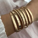 IFKM Gold Bangles Bracelets for Women Girls 14k Gold Plated Multi Layer Stackabl... - Image 3