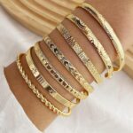 IFKM Gold Bangles Bracelets for Women Girls 14k Gold Plated Multi Layer Stackabl... - Image 4
