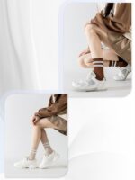 YUWELL Womens Striped Crew Socks, Cotton Cozy Casual Socks for Women 4 Pairs, Si... - Image 3