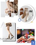 YUWELL Womens Striped Crew Socks, Cotton Cozy Casual Socks for Women 4 Pairs, Si... - Image 7