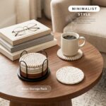 Lazebox Coasters Set of 8 for Drinks, 4 Inch Large Coasters for Coffee Table, Ta... - Image 3