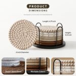 Lazebox Coasters Set of 8 for Drinks, 4 Inch Large Coasters for Coffee Table, Ta... - Image 5