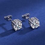 925 Sterling Silver Diamond Stud Earrings for Women - Image 8