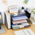 OPNICE Desk Organizer, 4-Tier Desktop File Organizer with Drawer and 2 Pen Holde... - Image 3
