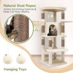 Globlazer Corner Cat Tree, 51in Curved Series Modern Cat Tower for Indoor Cats w... - Image 7