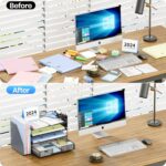 OPNICE Desk Organizer, 4-Tier Desktop File Organizer with Drawer and 2 Pen Holde... - Image 6