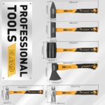 ELEAD 6-Piece Mallet Hammer Set, Fiberglass Handle Forge Steel Head, 32oz Rubber... - Image 3