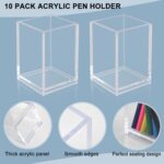 10 Pack Clear Acrylic Pen Holders, Pencil Cups & Makeup Brush Organizers, Transp... - Image 7