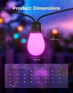 Govee S14 Bulb Outdoor String Lights 2, 96ft Smart RGBIC Warm White Lights with ... - Image 9