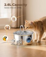 Cat Water Fountain Stainless Steel: Cat Fountain for Drinking - 88oz/2.6L Pet Wa... - Image 3