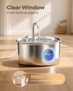 Cat Water Fountain Stainless Steel: Cat Fountain for Drinking - 88oz/2.6L Pet Wa... - Image 6