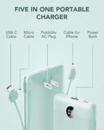 VRURC Portable Charger Built-in Cables and AC Wall Plug, USB C Power Bank 10000m... - Image 4