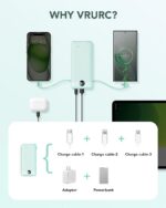 VRURC Portable Charger Built-in Cables and AC Wall Plug, USB C Power Bank 10000m... - Image 5