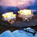 Sziqiqi Handmade Wooden Tea Light Candle Holder with Glass Cup Rustic Country Co... - Image 8