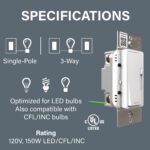 Legrand Radiant 150-Watt Dimmer Light Switch, Single-Pole/3-Way LED Dimmer for D... - Image 3