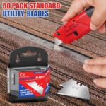 DIYSELF 50 Pack Utility Knife Blades, SK5 Steel Box Cutter Blades with Dispenser... - Image 4