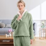 BOSECETA Fluffy Pajamas for Women Set Soft Comfy Fleece Pjs Pullover Pants Loose... - Image 4